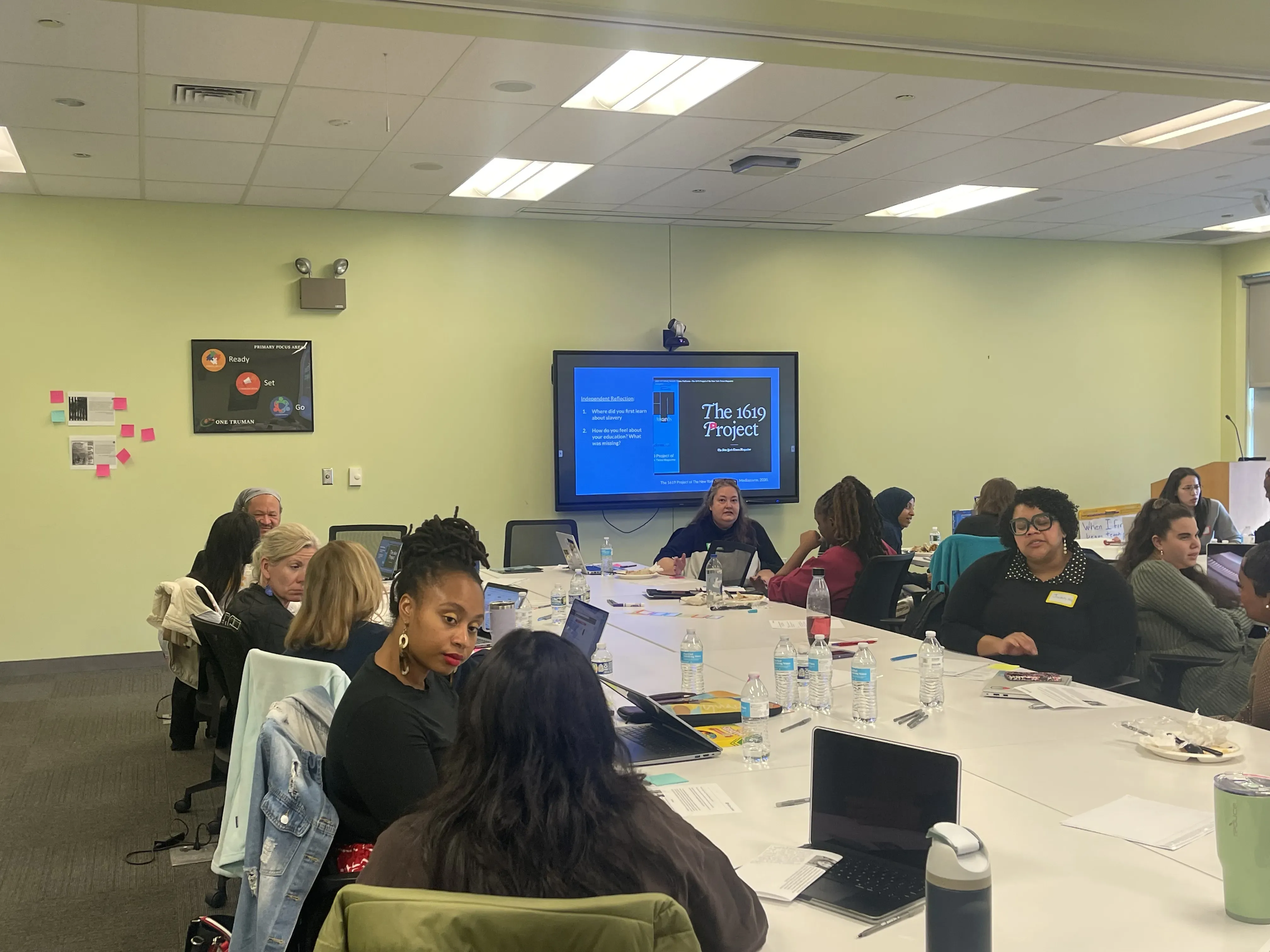 Chicagoland teachers reflecting in pairs. Image by Jaya Mukherjee. 2026. 