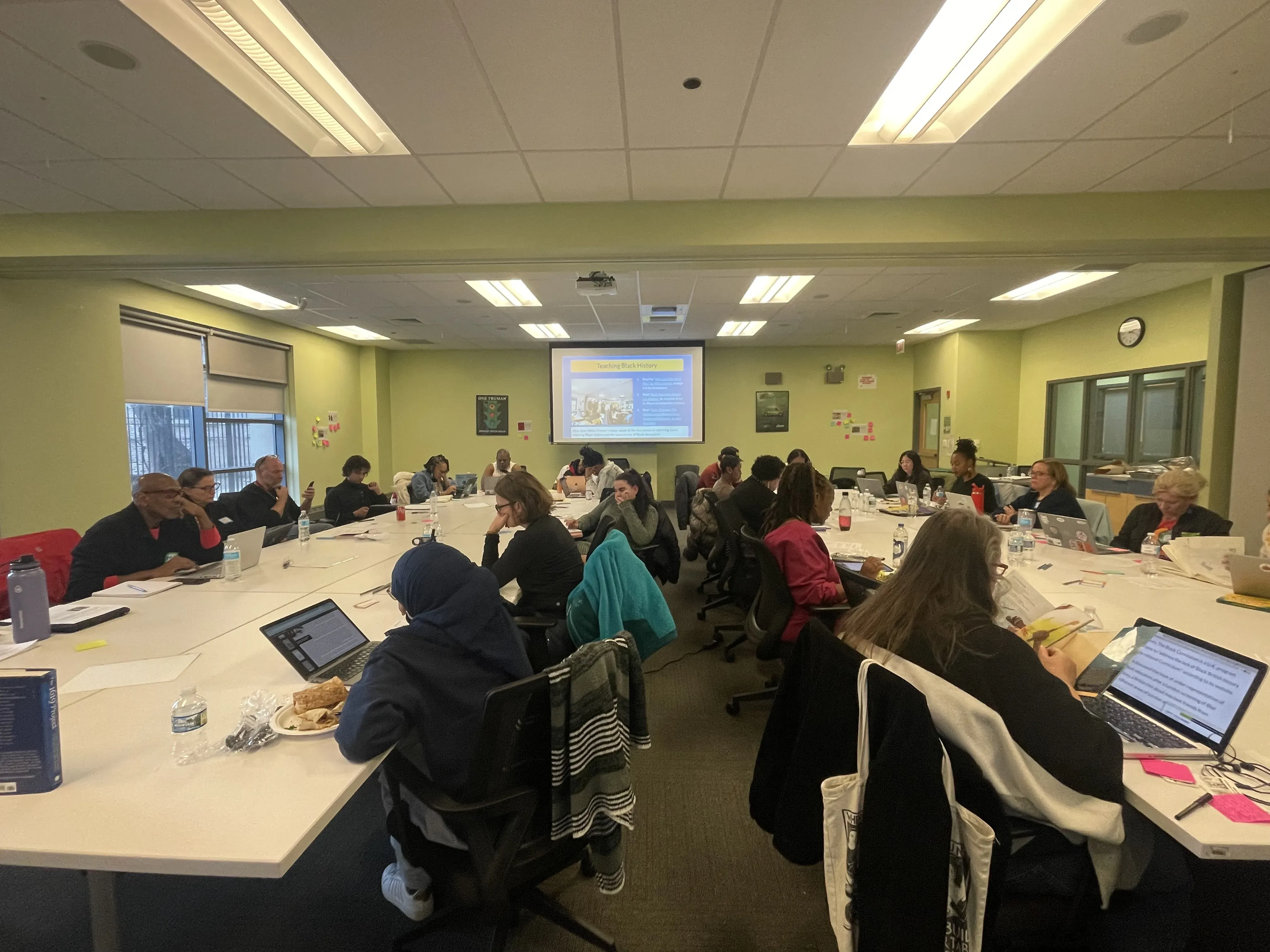 Chicago teachers completing a text analysis activity. Image by Jaya Mukherjee. 2026. 