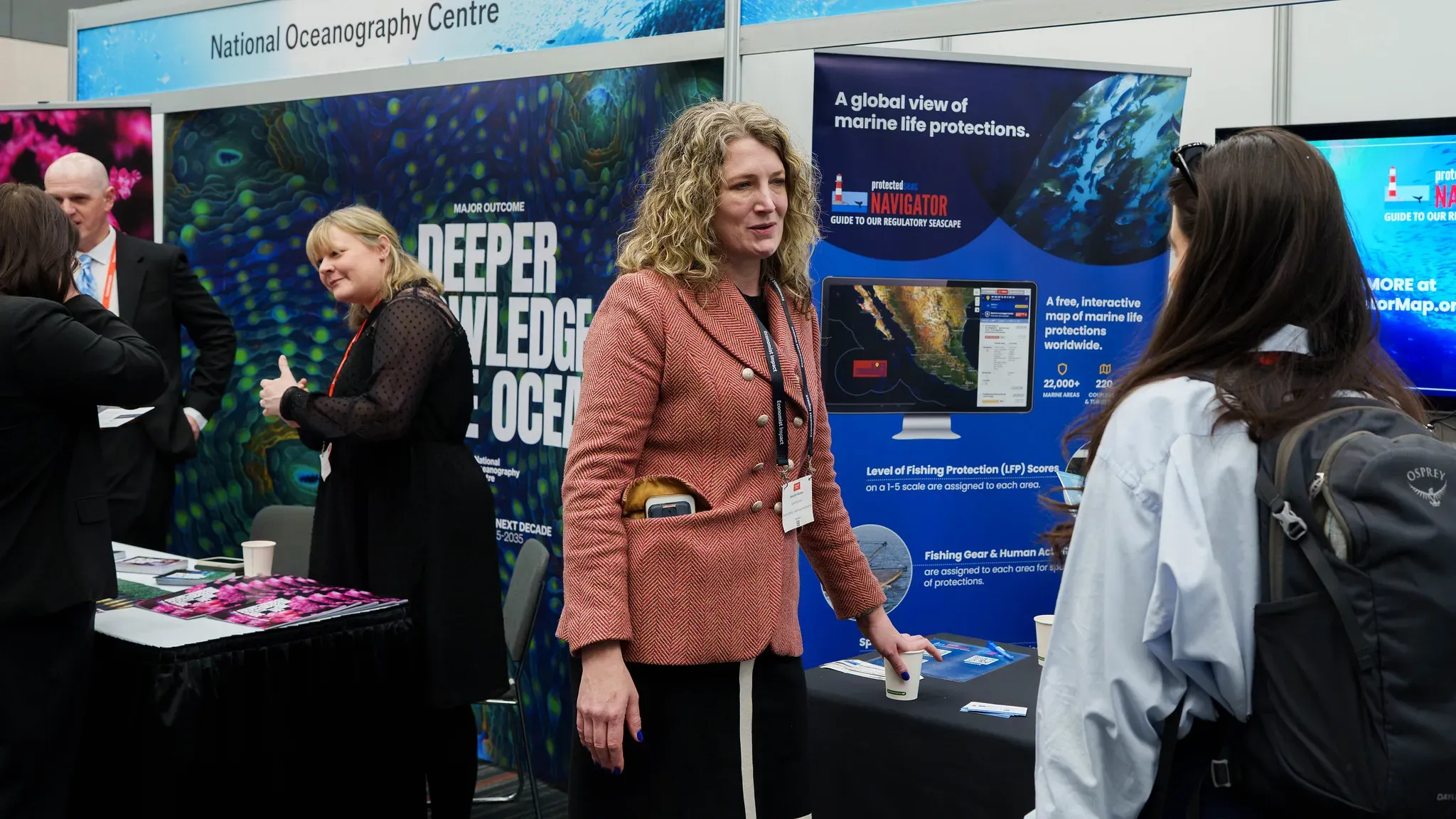 The exhibition booths at the Economist Ocean Summit 2026 in Montreal. Image by Economist Enterprise events. Canada, 2026.