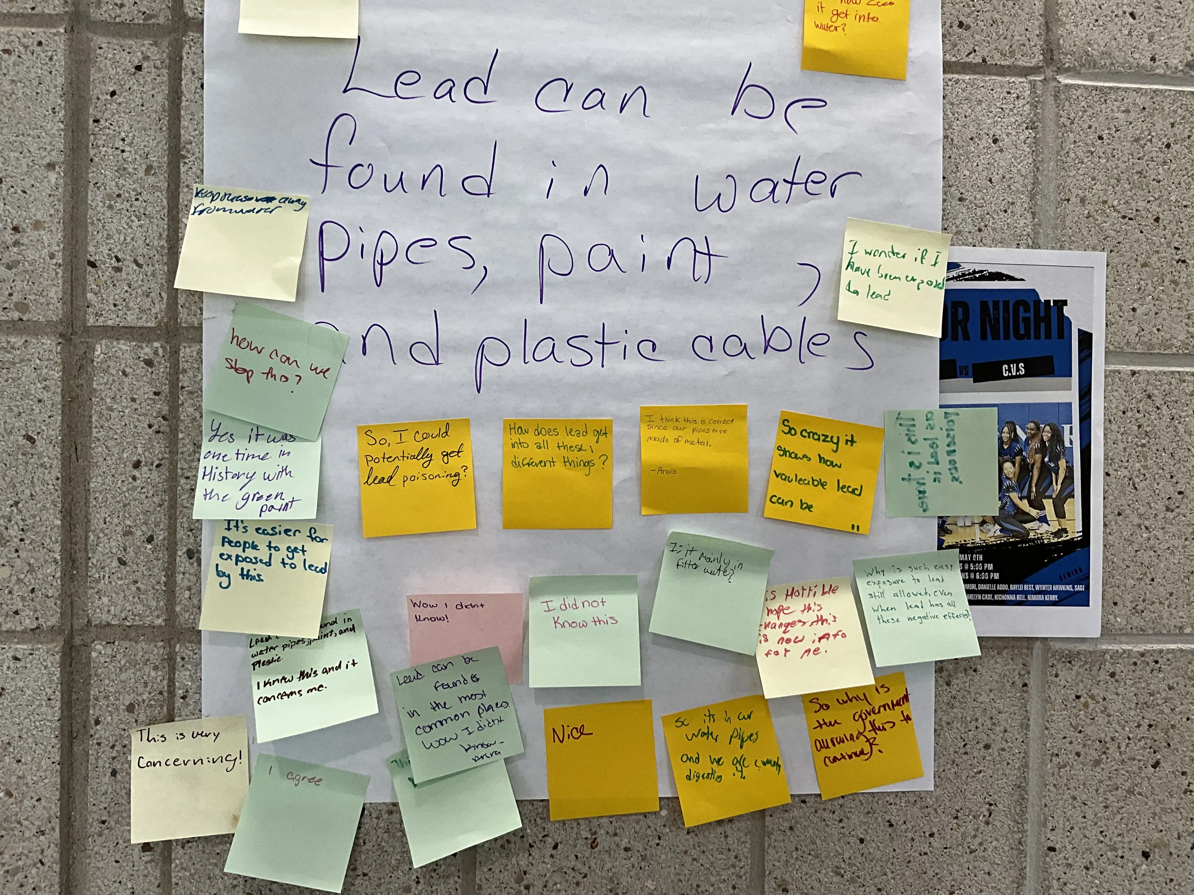 handwritten poster with post-it notes around the edges
