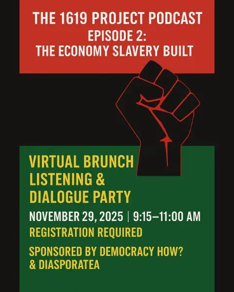 Promotional flyer for the 1619 listening party