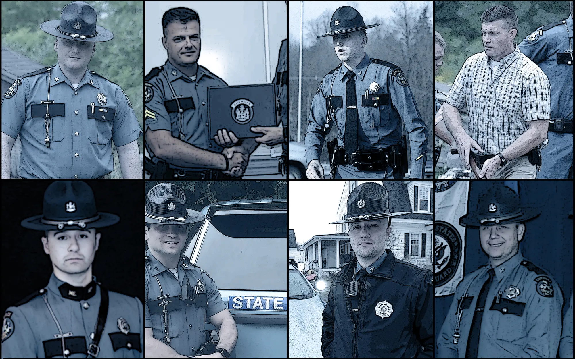 Collage of photos of police officers.