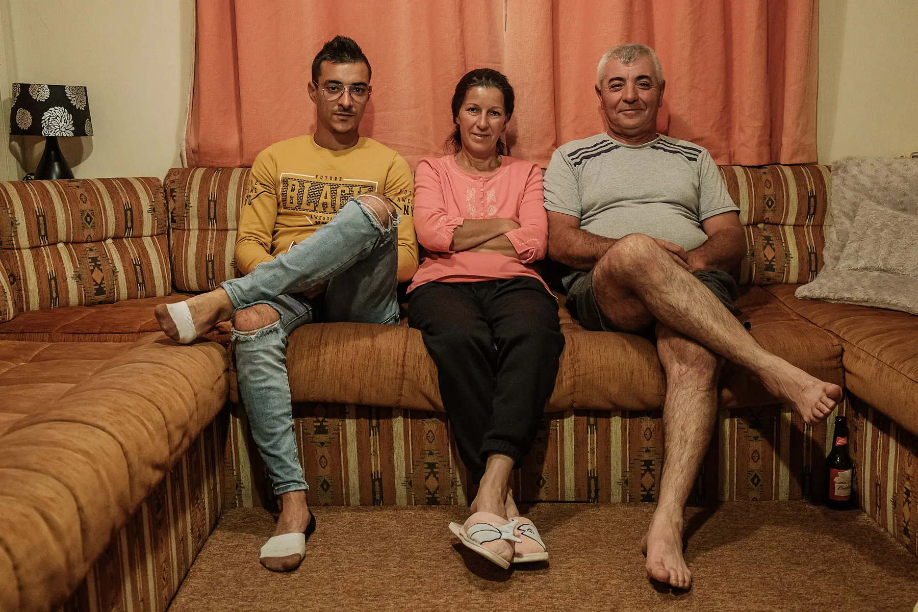 A family sits together