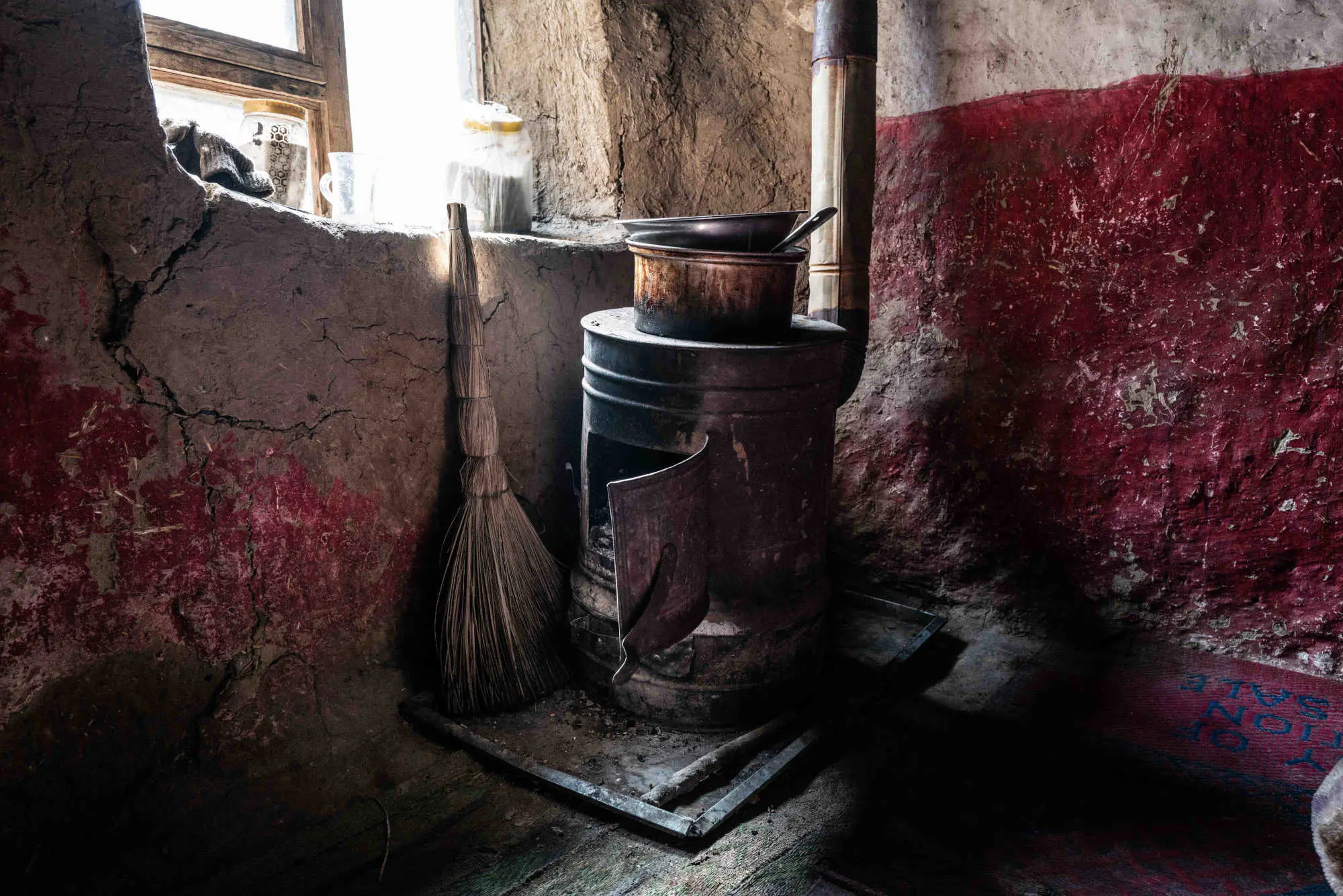 A heater in the corner of a house