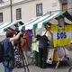 The media focuses its attention on the Slovenian Democratic Party (SDS)&nbsp;as they campaign in the city center. SDS&nbsp;won the election with a 24.4 percent&nbsp;majority vote.&nbsp;Image by Olivia Watson. Slovenia,&nbsp;2018.