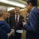 Terry Branstad, U.S. ambassador to China, and his wife, Chris, speak to guests during an Iowa Sister States reception on Wednesday, Sept. 20, 2017, in Beijing, China. The Iowa Sister States brought a delegation of Iowans to China to attend the groundbreaking of the China-U.S. Demonstration Farm, which is based on a farm in Iowa. Image by Kelsey Kremer. China, 2017.