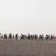Ethiopian migrants are led by smugglers in Obock, Djibouti, July 14, 2019, prior to crossing the Bab el-Mandeb strait to Yemen. Image by AP Photo / Nariman El-Mofty. Djibouti, 2019.