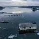 An aerial view of an old boathouse in Snows Channel at Les Cheneaux Islands in the Upper Peninsula of Michigan on Nov. 20, 2019. The dock has been dismantled or washed away. Image by Zbigniew Bzdak / Chicago Tribune. United States, 2020.