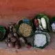 Villagers in Benedihi show some of the forest produce and the indigenous crops they harvest through shifting cultivation. Chattisgarh, India. June 2019.  Image by Chitrangada Choudhury.